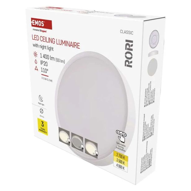 NADGRADNA STROP. SVETILKA EMOS LED PANEL RORI 17W 1400LM IP20 CCT W