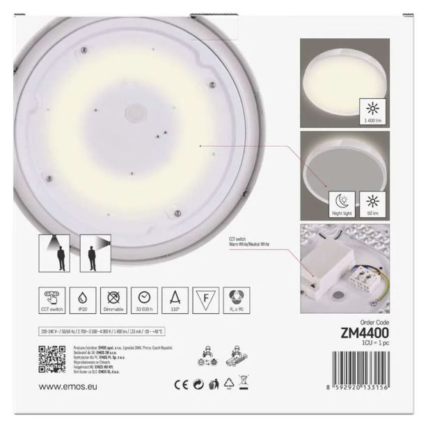 NADGRADNA STROP. SVETILKA EMOS LED PANEL RORI 17W 1400LM IP20 CCT W