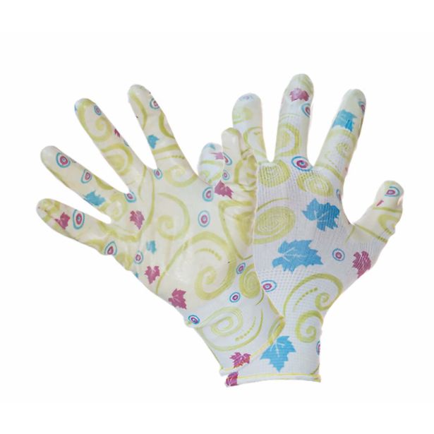 GUMENE ROKAVICE IDEAL-T NAJLON VRTNE LANTANA ŠT.7 ZELENE Z VZORCEM