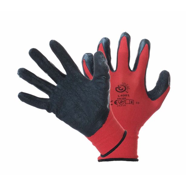 ZAŠČITNE ROKAVICE IDEAL-T NAJLON/LATEX L4001 ŠT. 8 RDEČE