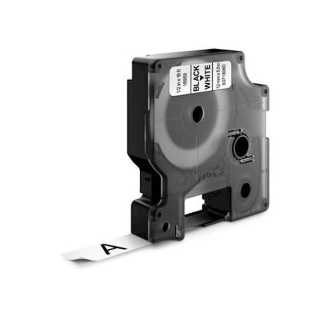 NALEPKE IN TRAKOVI DYMO D1 TRAK 12 MM ČRNA NA BELI, POLIESTER
