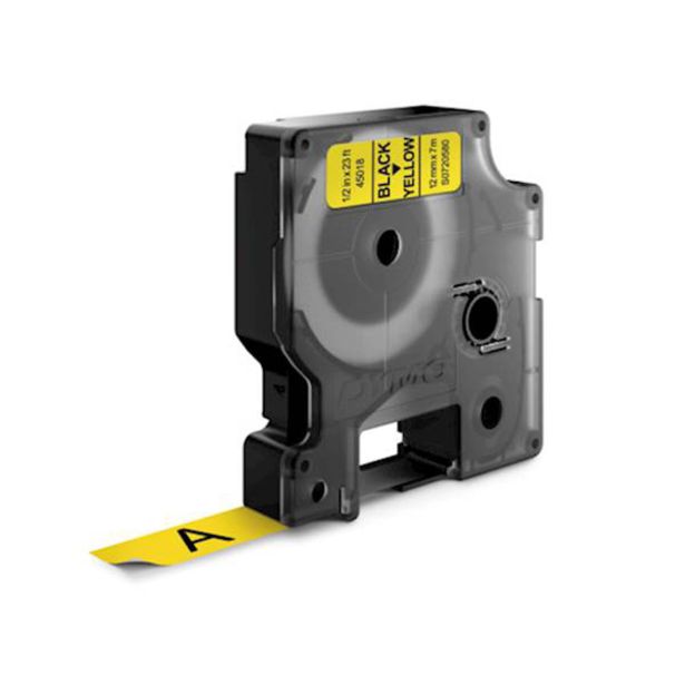 NALEPKE IN TRAKOVI DYMO D1 TRAK 12 MM ČRNA NA RUMENI, 450180
