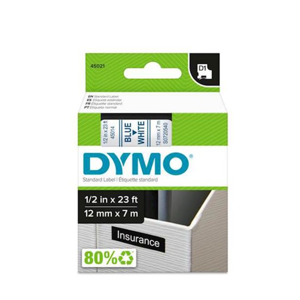 NALEPKE IN TRAKOVI DYMO D1 TRAK 12 MM MODRA NA BELI, 450140