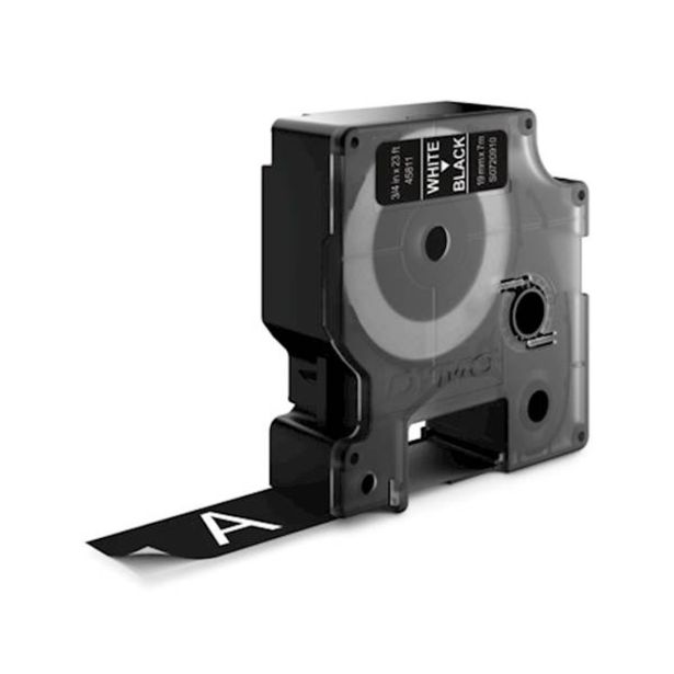 NALEPKE IN TRAKOVI DYMO D1 TRAK 19 MM BELA NA ČRNI, 45811