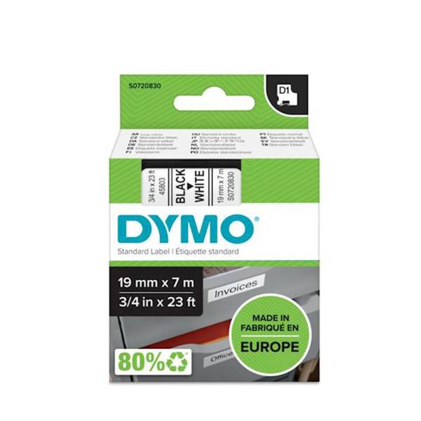 NALEPKE IN TRAKOVI DYMO D1 TRAK 19 MM ČRNA NA BELI, 458030