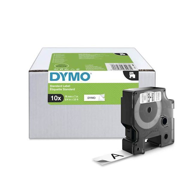 NALEPKE IN TRAKOVI DYMO D1 TRAK 19 MM ČRNA NA BELI, PAK. 10/1