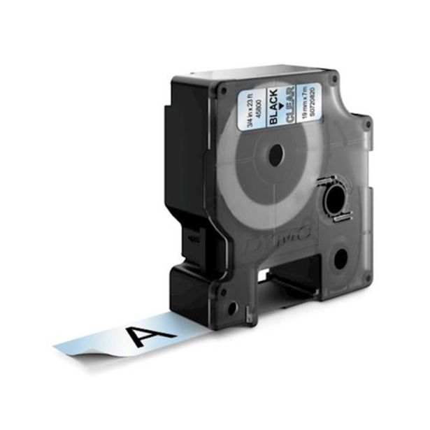 NALEPKE IN TRAKOVI DYMO D1 TRAK 19 MM ČRNA NA PROZORNI, 45800