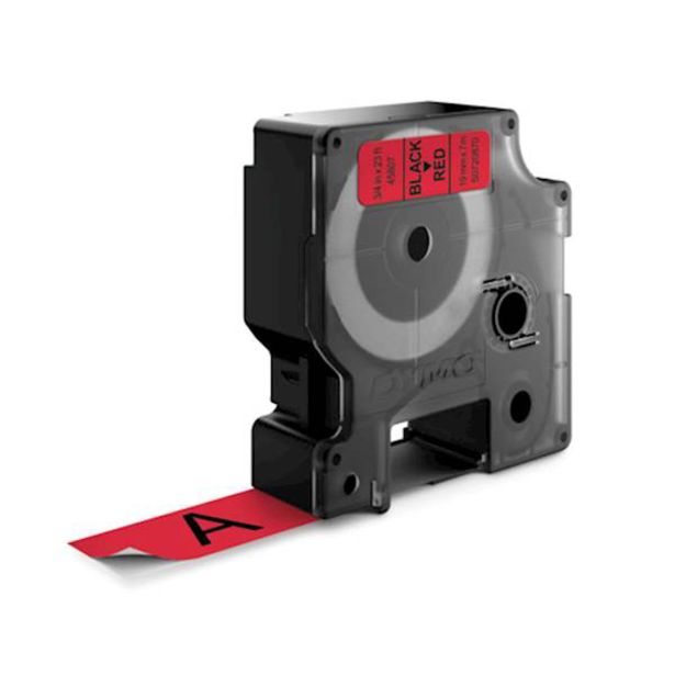 NALEPKE IN TRAKOVI DYMO D1 TRAK 19 MM ČRNA NA RDEČI, 458070