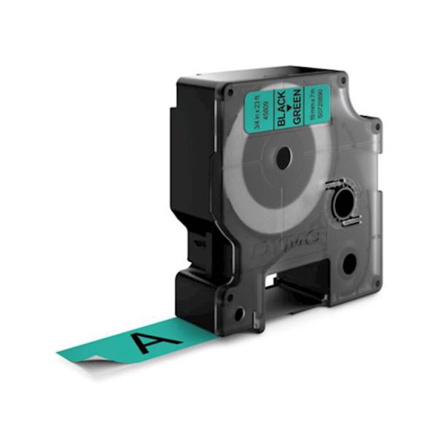NALEPKE IN TRAKOVI DYMO D1 TRAK 19 MM ČRNA NA ZELENI, 458090