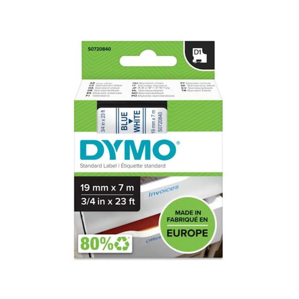 NALEPKE IN TRAKOVI DYMO D1 TRAK 19 MM MODRA NA BELI, 45804