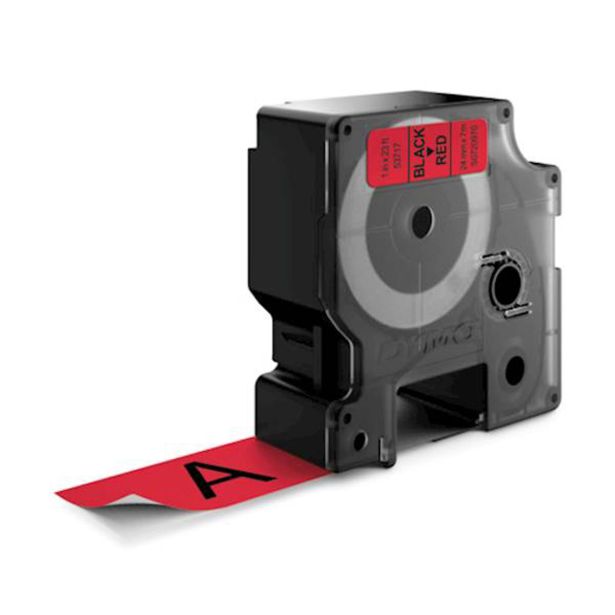 NALEPKE IN TRAKOVI DYMO D1 TRAK 24 MM ČRNA NA RDEČI