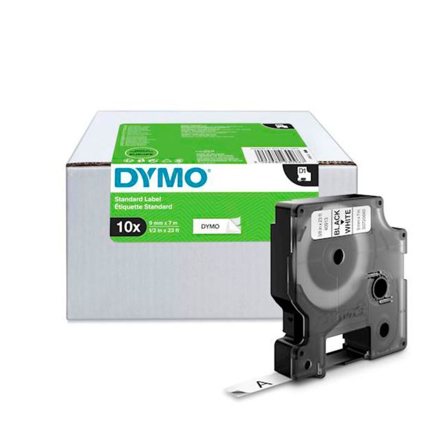 NALEPKE IN TRAKOVI DYMO D1 TRAK 9 MM ČRNA NA BELI, PAK. 10/1