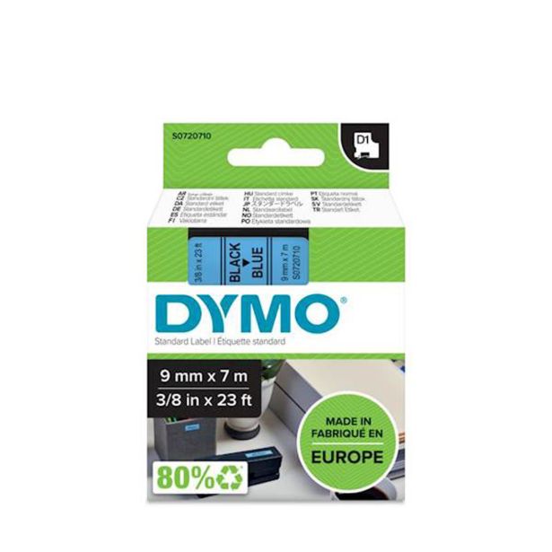 NALEPKE IN TRAKOVI DYMO D1 TRAK 9 MM ČRNA NA MODRI, 40916