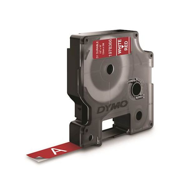 NALEPKE IN TRAKOVI DYMO DURABLE TRAK 12 MM D1, ČRNA NA RDEČO
