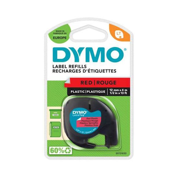 NALEPKE IN TRAKOVI DYMO LT TRAK 12 MM ČRNA NA RDEČI, 91203