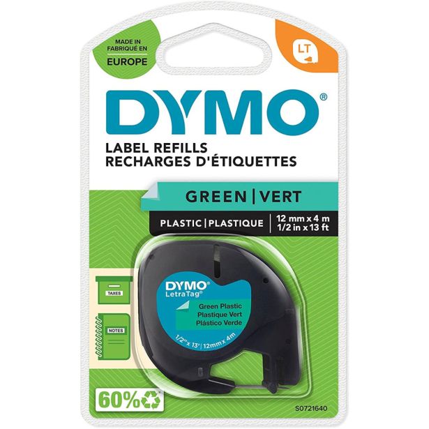 NALEPKE IN TRAKOVI DYMO LT TRAK 12 MM ČRNA NA ZELENI, 91204