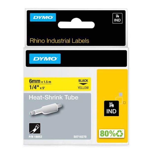 NALEPKE IN TRAKOVI DYMO TRAK RHINO HST 6 MM, ČRNA NA RUMENI