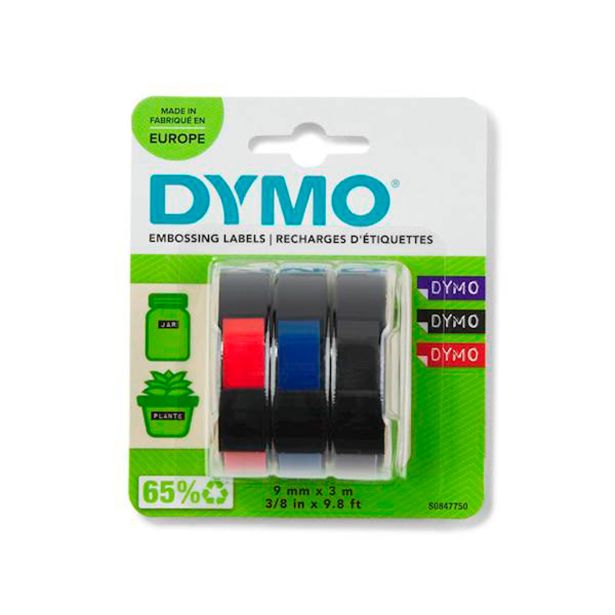 NALEPKE IN TRAKOVI DYMO TRAK ZA MEHANSKI TISK, ČRN-MODER-RDEČ, 3/1