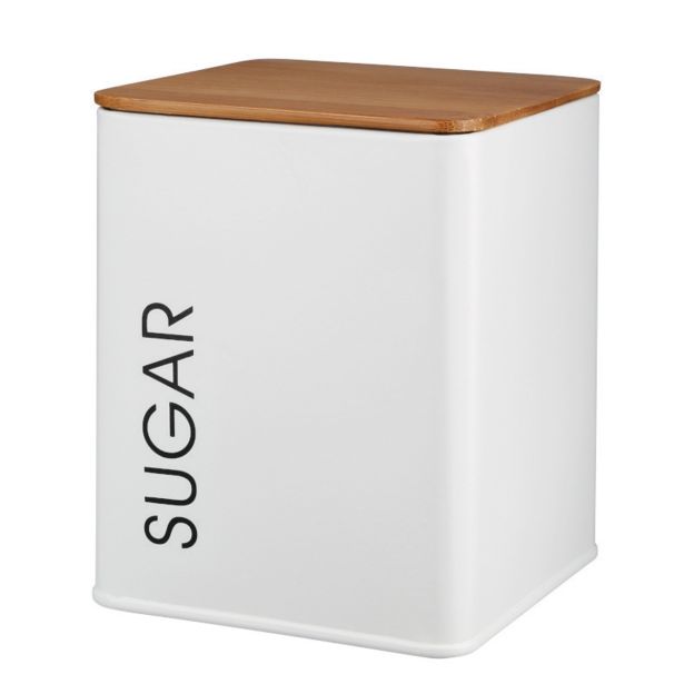 NAMENSKA DOZA GALICIJA SUGAR 11.5X11.5X14CM BELA METALNA Z BAMBUS POKROVOM