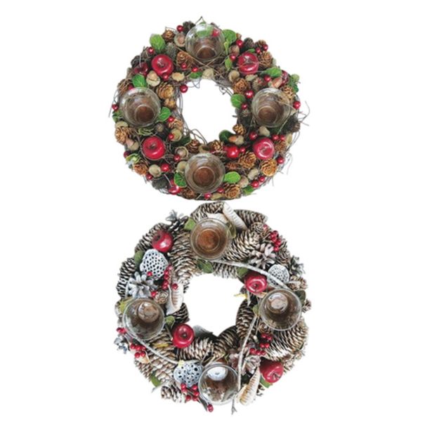 NAMIZNA DEKORACIJA GLOSSTYLE ADVENTNI VENEC S 4 4 KOZARČKI FI 34 CM RDEČI