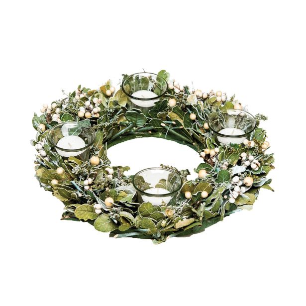 NAMIZNA DEKORACIJA GLOSSTYLE ADVENTNI VENEC ZELENI NARAVNI 32X32X8 CM 4 KO.