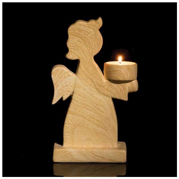 NAMIZNA DEKORACIJA GLOSSTYLE ANGEL 23 CM ZA SVEČKO V IMITACIJI LESA