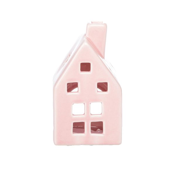 NAMIZNA DEKORACIJA GLOSSTYLE HIŠICA 11 CM ROZA ZA ZA ČAJNO SVEČKO
