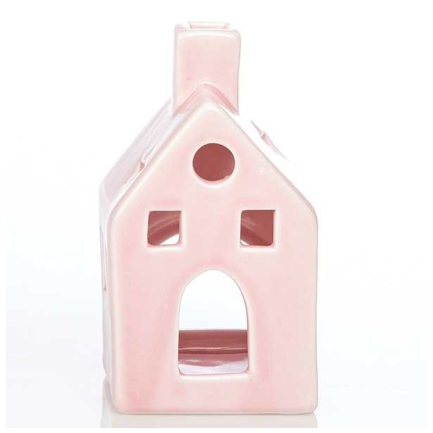 NAMIZNA DEKORACIJA GLOSSTYLE HIŠICA 11 CM ROZA ZA ZA ČAJNO SVEČKO