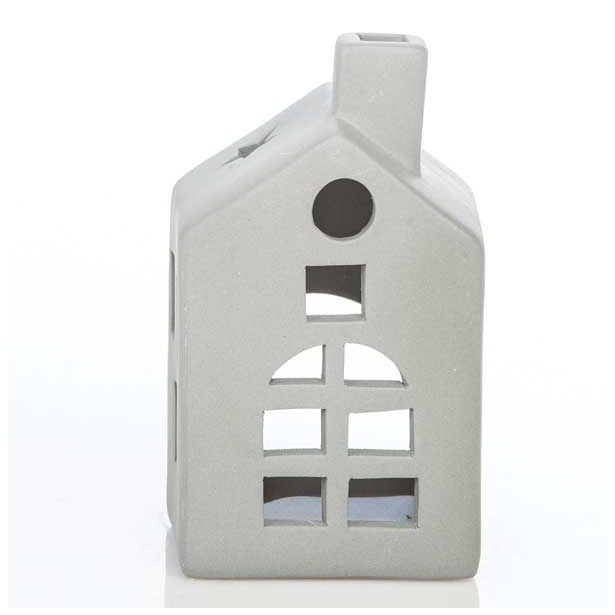 NAMIZNA DEKORACIJA GLOSSTYLE HIŠICA 11 CM SIVA ZA ZA ČAJNO SVEČKO