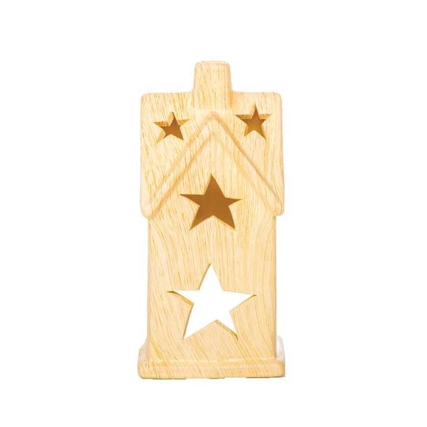 NAMIZNA DEKORACIJA GLOSSTYLE HIŠICA 16 CM V IMITACIJI LESA ZA ČAJNO SVEČKO