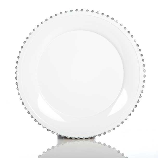 NAMIZNA DEKORACIJA GLOSSTYLE KROŽNIK FI 33 BELI/SREBRN I IZ UMETNE MASE