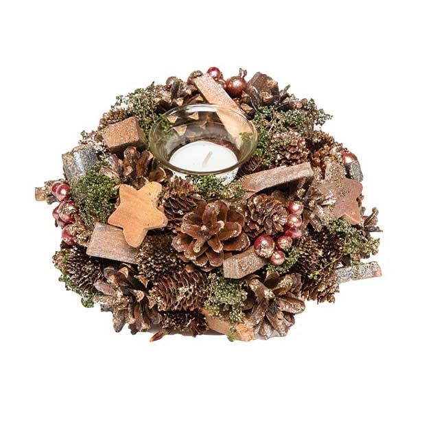 NAMIZNA DEKORACIJA GLOSSTYLE SVEČNIK FI 20 CM RDEČI S STEKLENIM KOZARČKOM