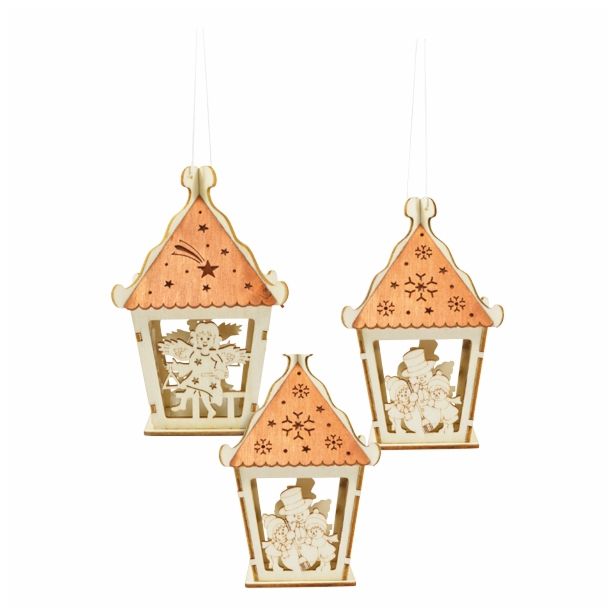 NAMIZNA DEKORACIJA R+W LANTERNA LESENA 14 CM Z LED LUČKO