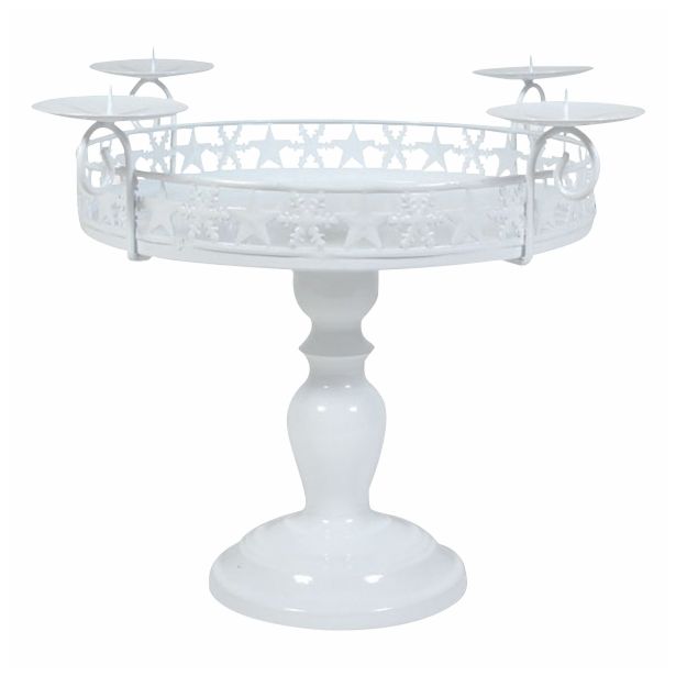 NAMIZNA DEKORACIJA R+W PODSTAVEK KOVINSKI 38X28 CM VIŠINE BELI ZA 4 SVEČE