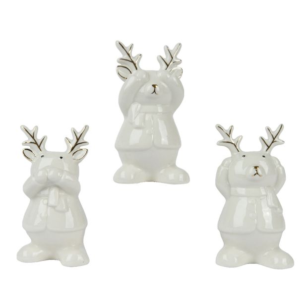 NAMIZNI OKRASEK DECORIS JELEN PORCELAN BEL 4.6X6X11 CM. SORT