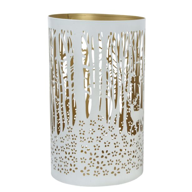 NAMIZNI OKRASEK DECORIS LANTERNA VALJ, BELA/ZLATA 12.00X12.00X20.00CM