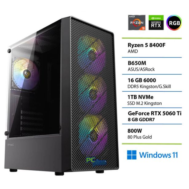 NAMIZNI RAČUNALNIK PC PLUS GAMER R5 8400F 16GB 1TB 5060TI W11