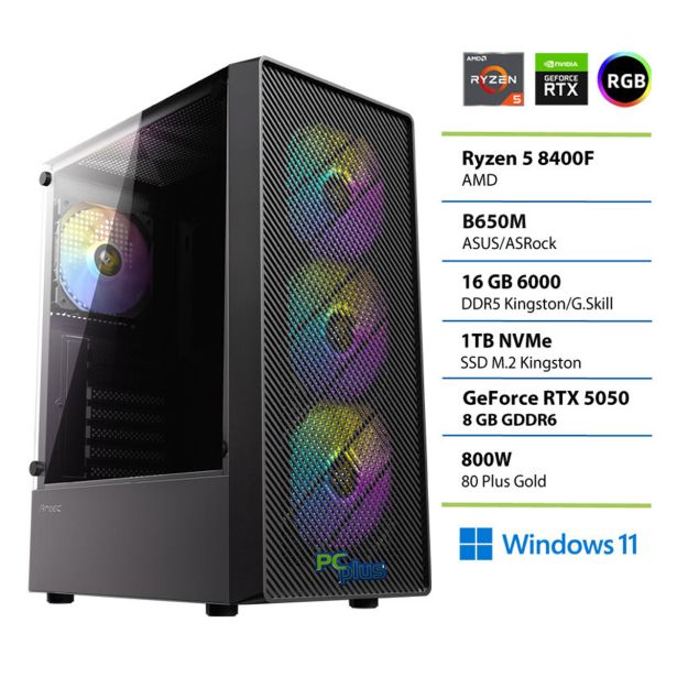 NAMIZNI RAČUNALNIK PC PLUS GAMER R5 8400F 16GB 1TB RTX5050 W11