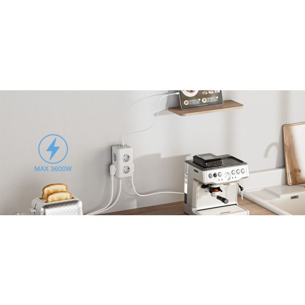 NAMIZNI RAZDELILEC TESSAN 306C 6X VTIČNICA, 2X USB-A, 1X USB-C, 2 M KABEL