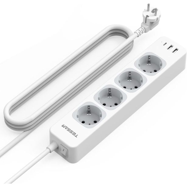 NAMIZNI RAZDELILEC TESSAN 307C 4X VTIČNICA, 2X USB-A, 1X USB-C, STIKALO