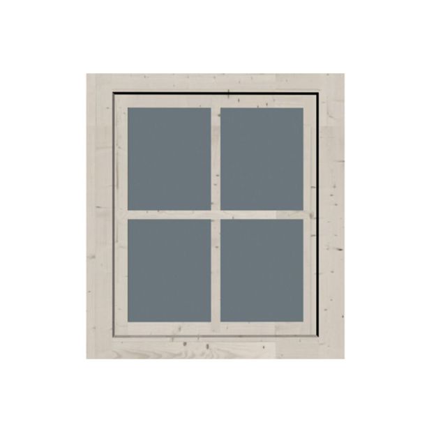 OKNO ZA LESENO HIŠKO KARIBU NAOKNICE ZA 28MM SLONOVA KOST BELA 69X79 CM