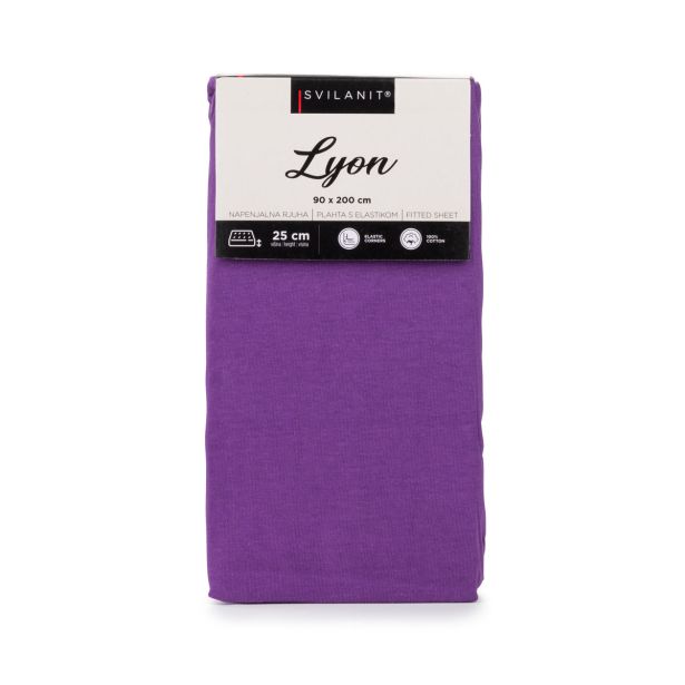NAPENJALNA RJUHA VITAPUR FAMILY JERSEY LYON 90X200CM VIJOLIČNA