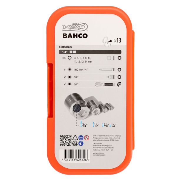 NASADNI KLJUČI 6,35MM 1/4 BAHCO S13MC10.5 13-DELNA