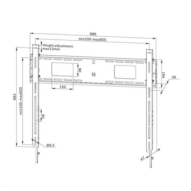 STENSKI NOSILEC ZA ZASLON NEOMOUNTS FIKSNI 43-98" 125 KG, WL30-750BL18