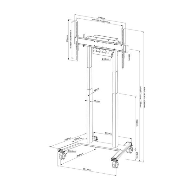MOBILNO STOJALO ZA ZASLON NEOMOUNTS 37-100" 110 KG, MOTORIZIRANO, FL55-875BL1