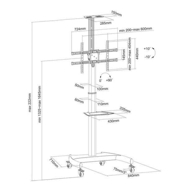 MOBILNO STOJALO ZA ZASLON NEOMOUNTS 37-70" 50 KG, PLASMA-M1900E