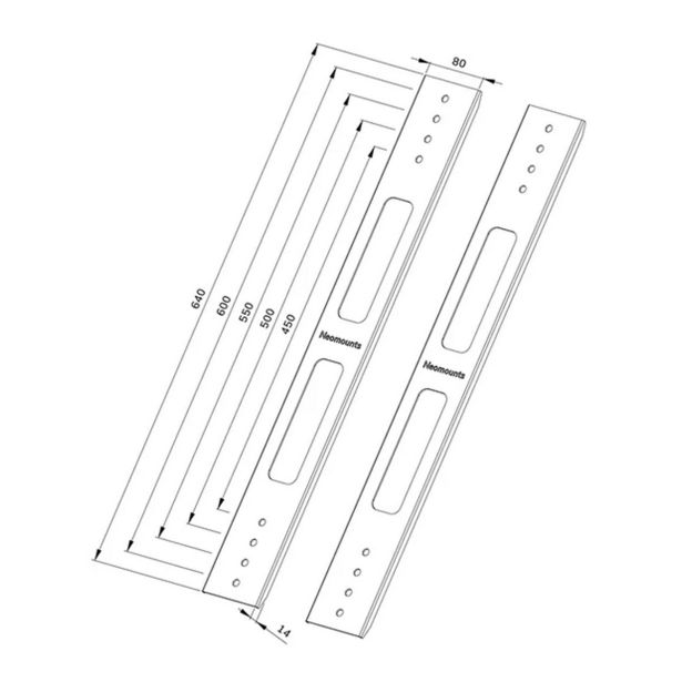 STENSKI NOSILEC ZA ZASLON NEOMOUNTS VESA RAZŠIRITVENI MODUL 400=>500, 600 AWL-250BL16