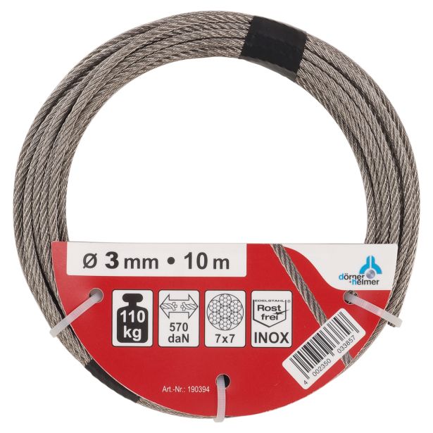VEČNAMENSKA VRV DÖRNER + HELMER NERJAVNA 3 MM 10 M A2