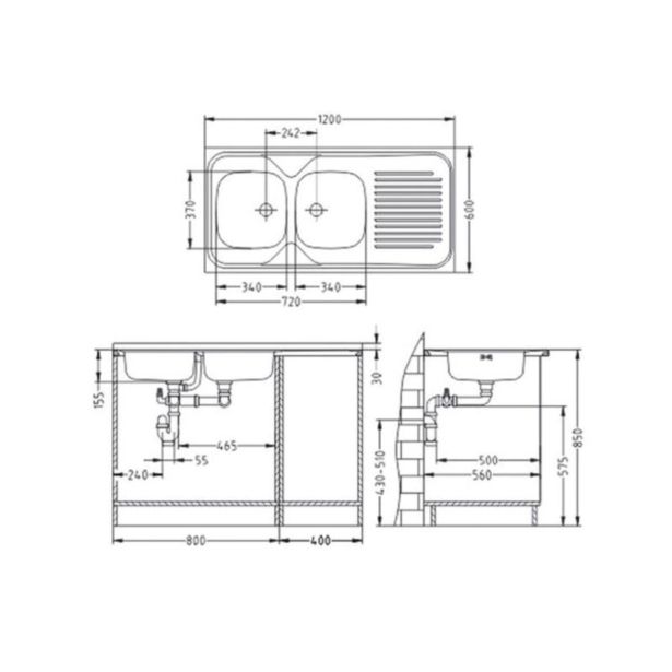 NERJAVNO POMIVALNO KORITO ALVEUS CLASSIC 100, LEINEN 1200X600 MM LEVI