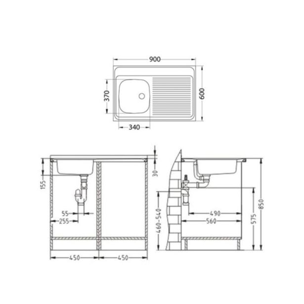 NERJAVNO POMIVALNO KORITO ALVEUS CLASSIC 50, NAT 900X600 MM LEVI